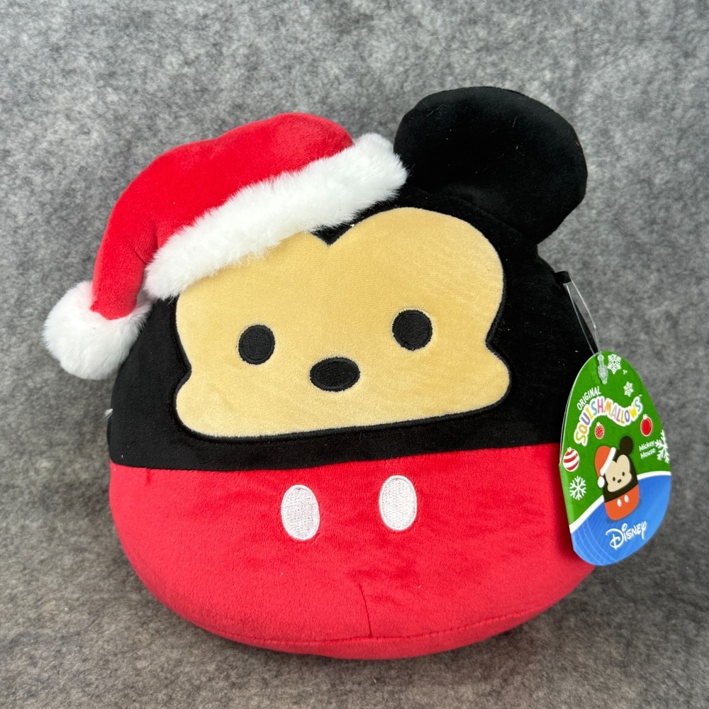Squishmallow Mickey Mouse 8" inch Christmas Santa Hat Kellytoy NEW‎ WITH TAG